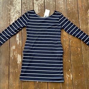 Long sleeve cross back striped T-shirt dress